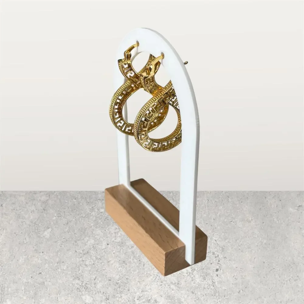 Infinity Greek Key Gold Hoops - Picture 5 of 6